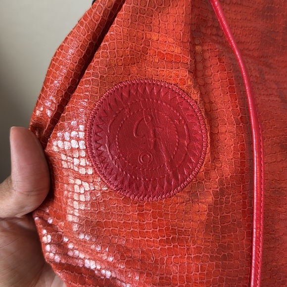 Carlos Falchi Orange Croc Crossbody Clutch - Picture 4 of 8